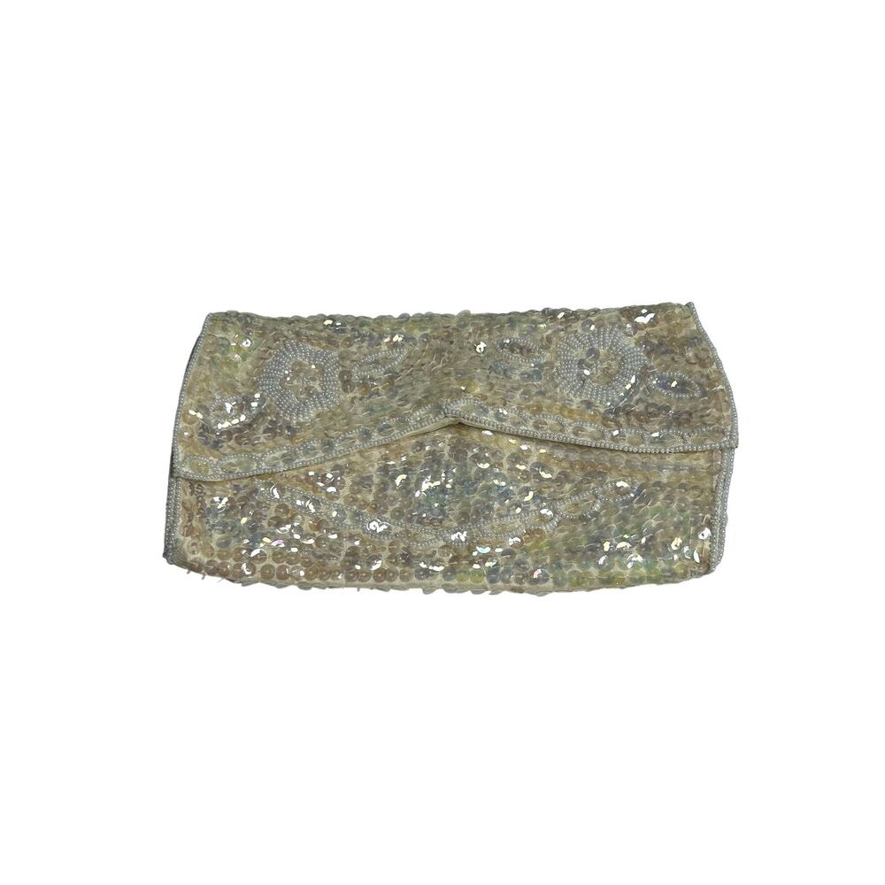 VTG 50s La Regale Beaded Sequin Clutch Evening Bag Handbag Small Bridal Coquette